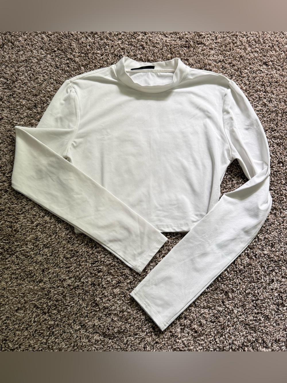 SHEIN White Long Sleeve Mock Neck Crop Top